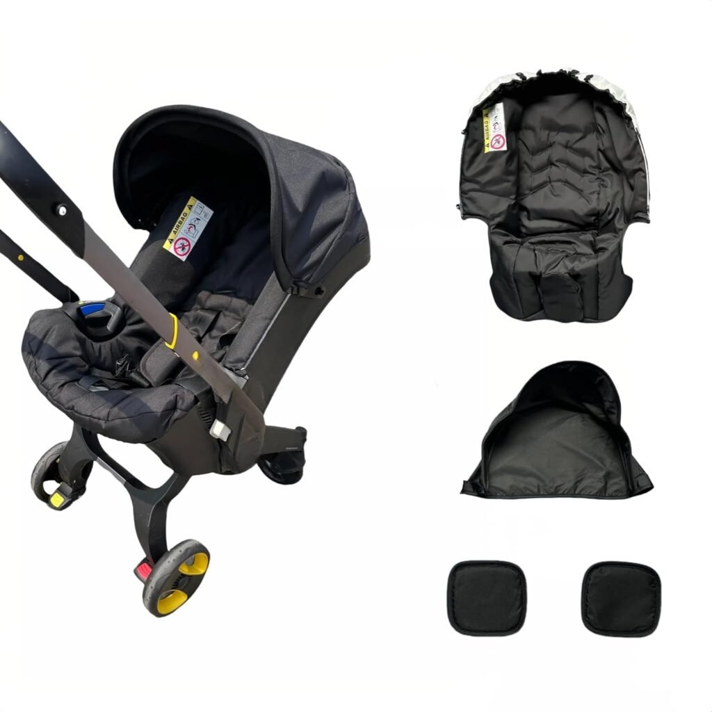 Compatible with Doona Car Seat  Stroller: 3-in-1 Black Replacement Cover Accessories Kit with Canopy  Shoulder Pads for Baby Infant