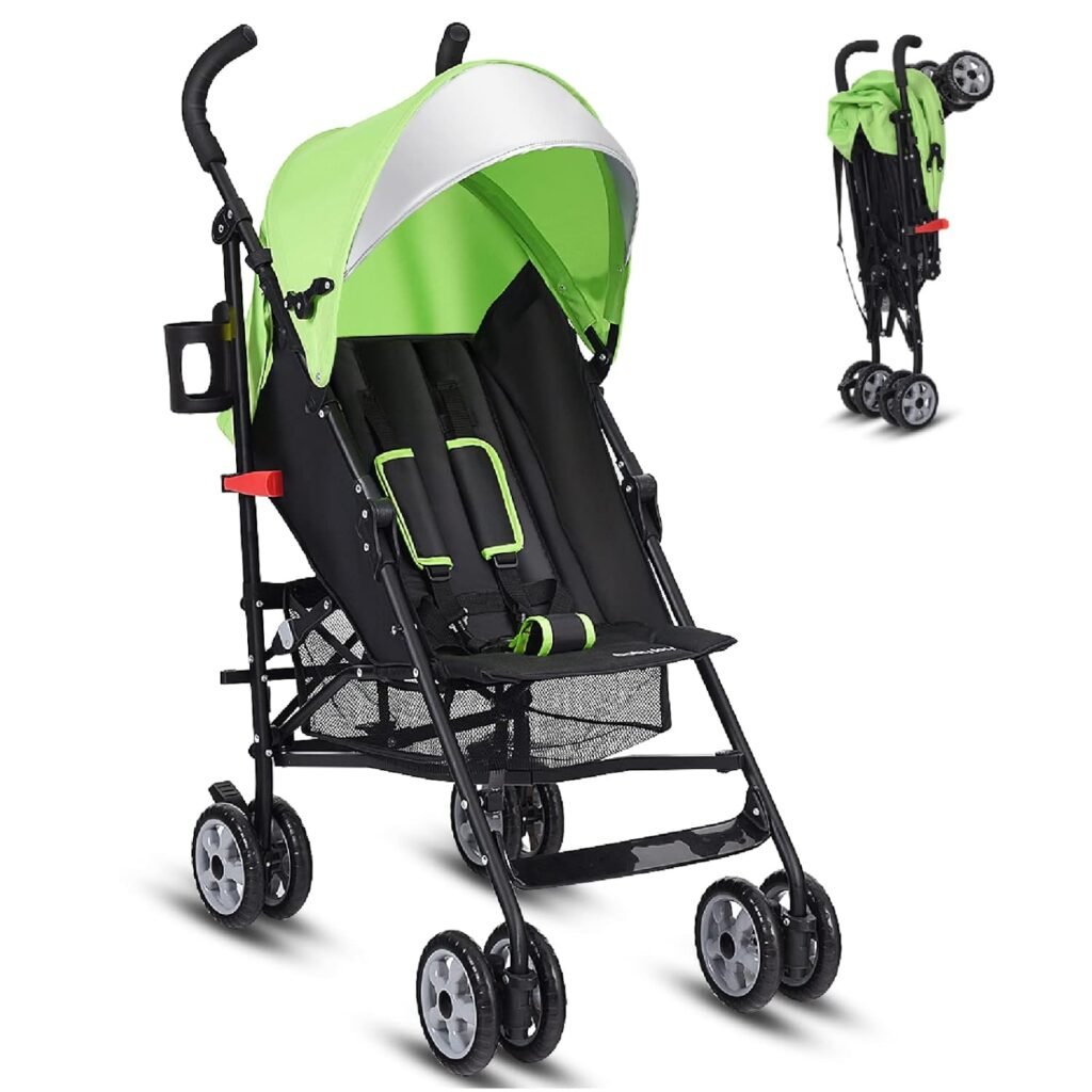HONEY JOY Baby Lightweight Stroller, Compact Travel Stroller for Airplane, Adjustable Backrest Canopy, 5-Point Harness, Cup Holder, Storage Basket, Foldable Umbrella Stroller for Toddlers (Green) HONEY JOY Baby Lightweight Stroller, Compact Travel Stroller for Airplane, Adjustable Backrest Canopy, 5-Point Harness, Cup Holder, Storage Basket, Foldable Umbrella Stroller for Toddlers (Green)